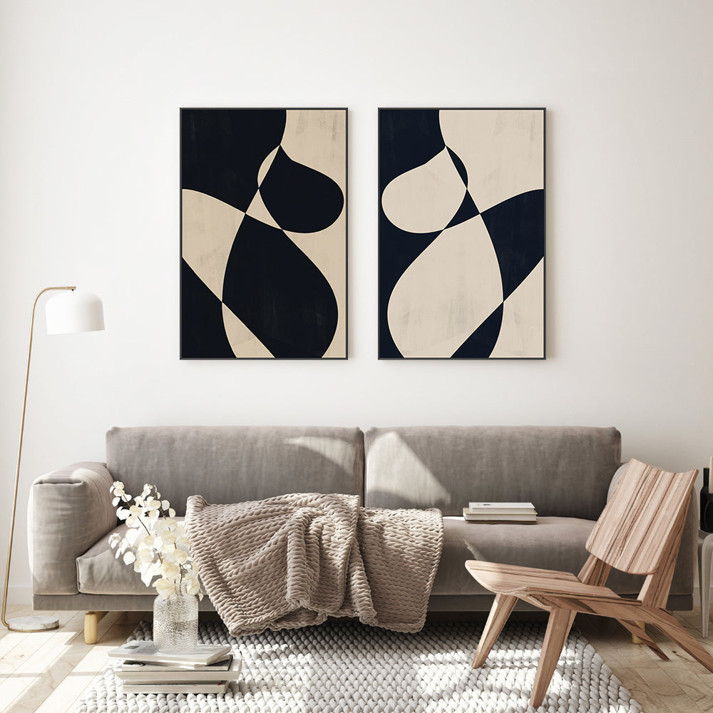 wall-art-print-canvas-poster-framed-Undulations, Style A & B, Set Of 2 , By Danushka Abeygoda-GIOIA-WALL-ART