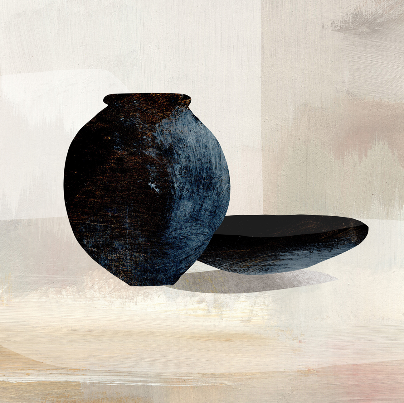 wall-art-print-canvas-poster-framed-Vase And Plate , By Dan Hobday-GIOIA-WALL-ART