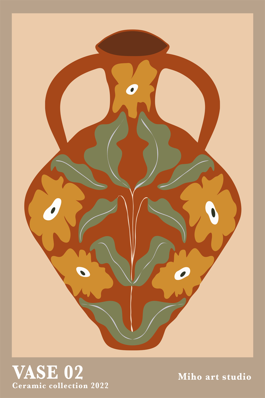 wall-art-print-canvas-poster-framed-Vase, Style B , By Miho Art Studio , By Miho Art Studio-1