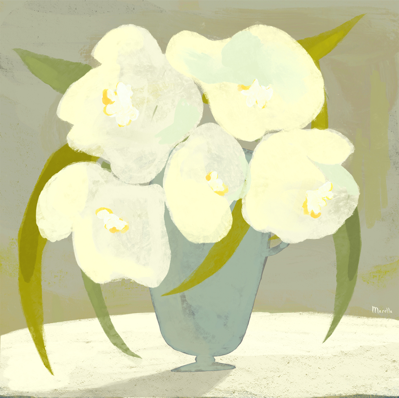wall-art-print-canvas-poster-framed-Vase with white flowers , By Marco Marella-1