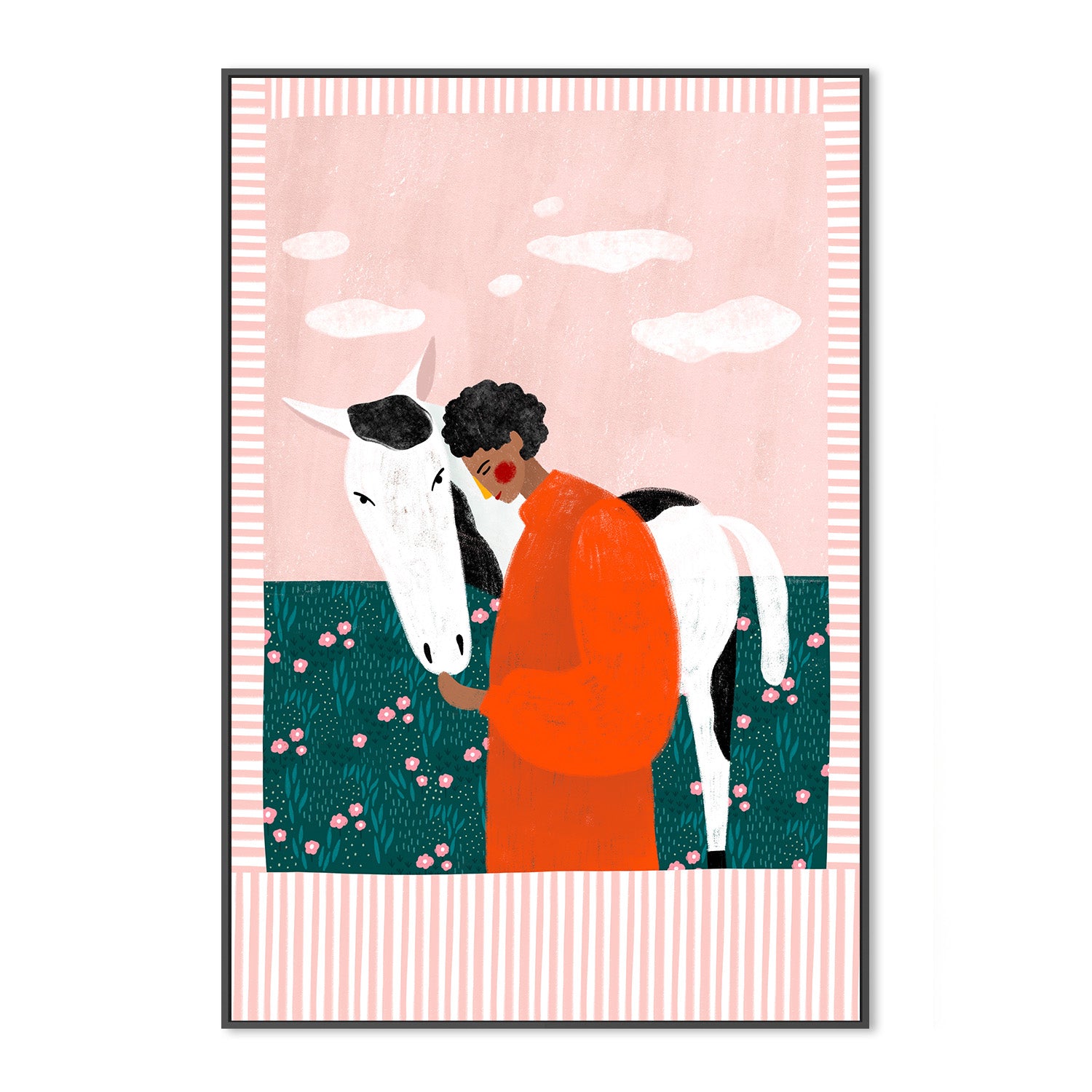 wall-art-print-canvas-poster-framed-Vibrant Girl and Horse-3