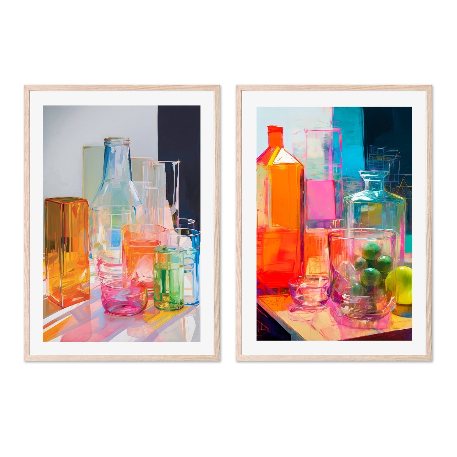 wall-art-print-canvas-poster-framed-Vibrant Still Life, Style A & B, Set Of 2 , By Treechild-GIOIA-WALL-ART