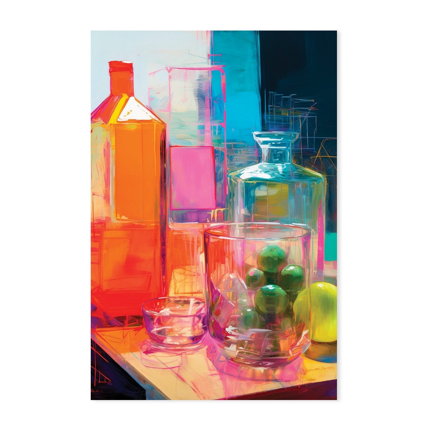 wall-art-print-canvas-poster-framed-Vibrant Still Life, Style A & B, Set Of 2 , By Treechild-GIOIA-WALL-ART