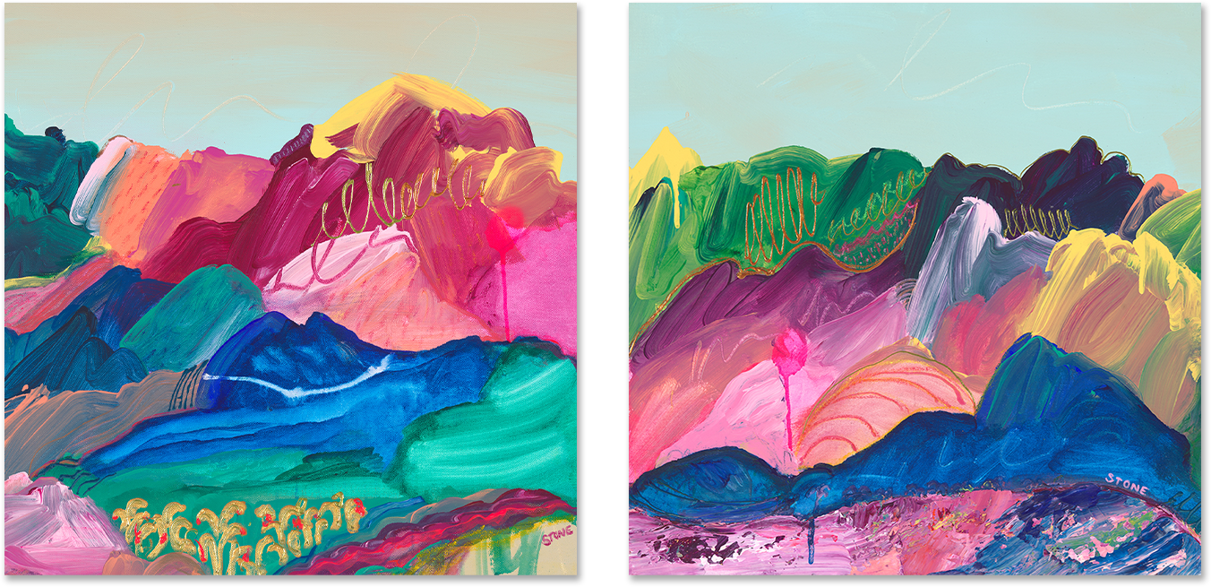 wall-art-print-canvas-poster-framed-Vibrant Valley, Style A & B, Set Of 2 , By Belinda Stone-1