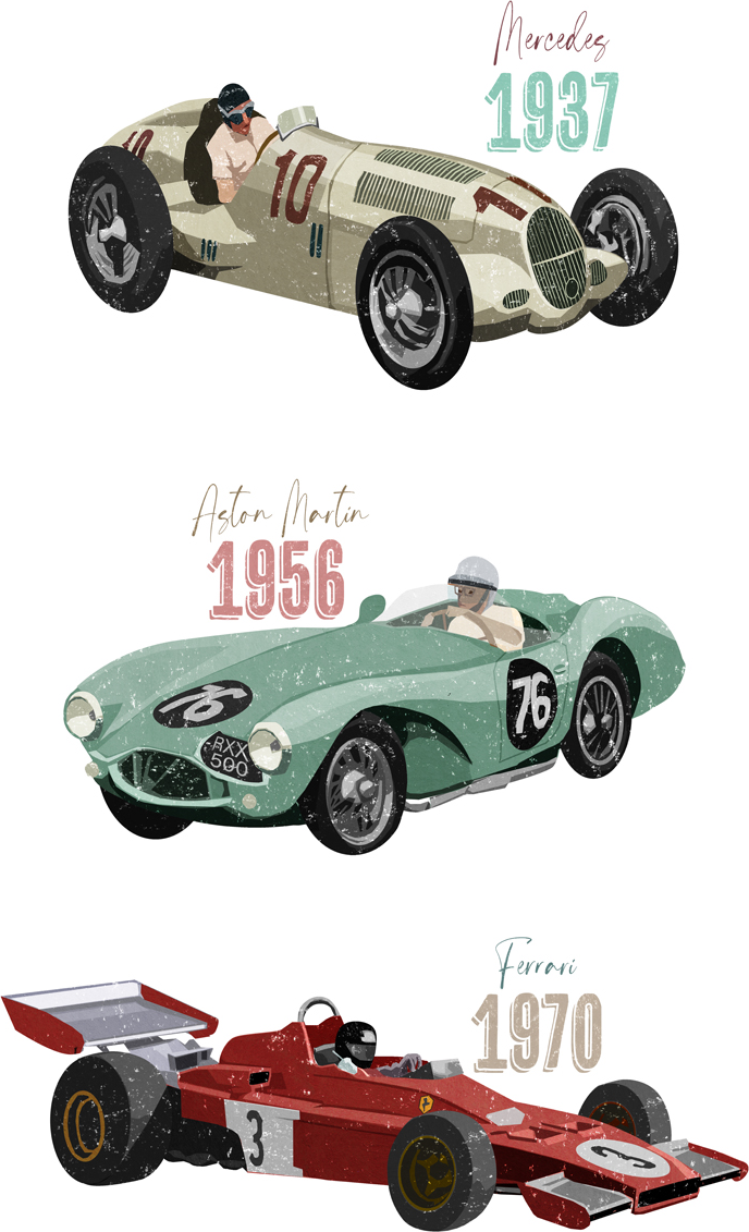 wall-art-print-canvas-poster-framed-Vintage Racecars, By Goed Blauw-GIOIA-WALL-ART
