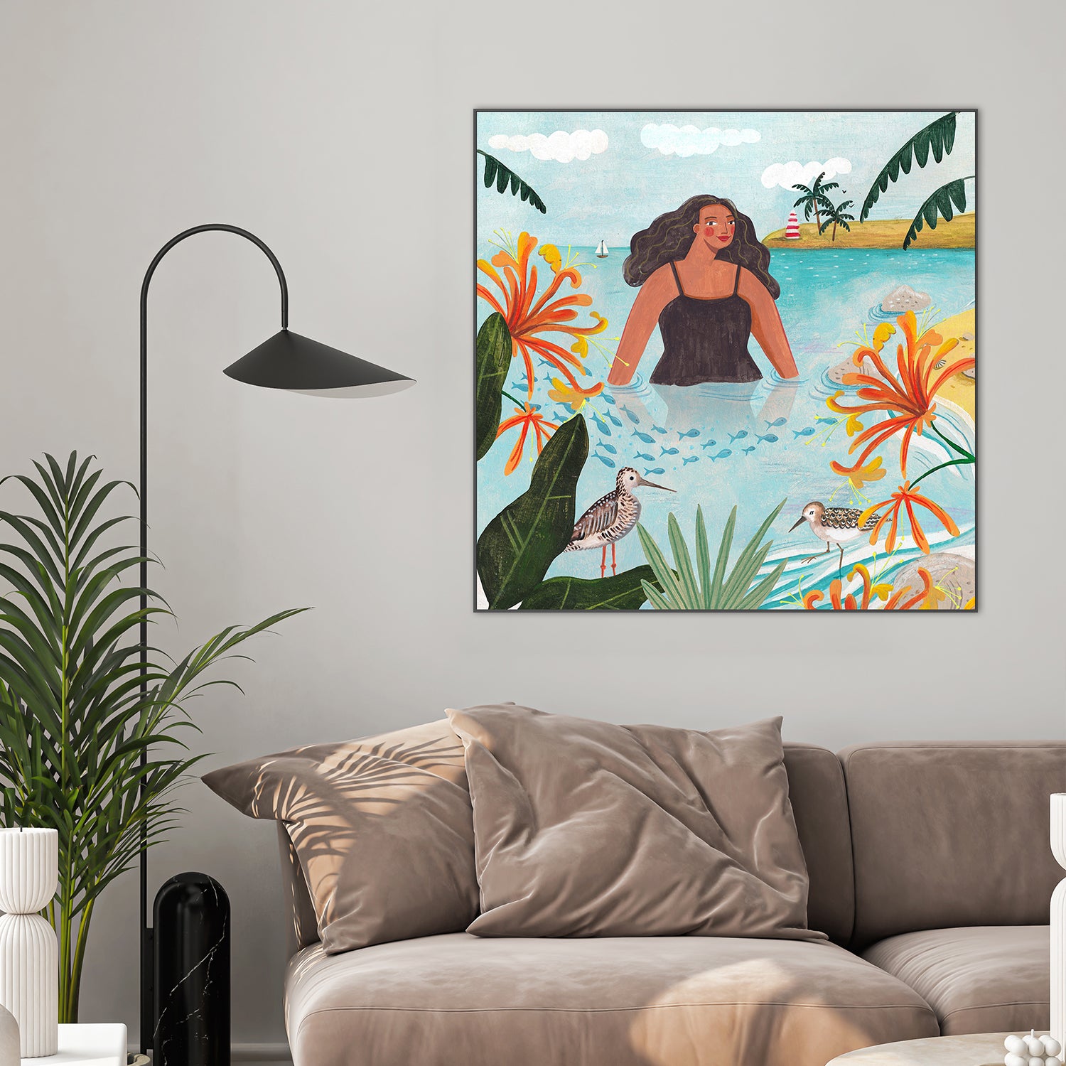 wall-art-print-canvas-poster-framed-Walking in the sea-7