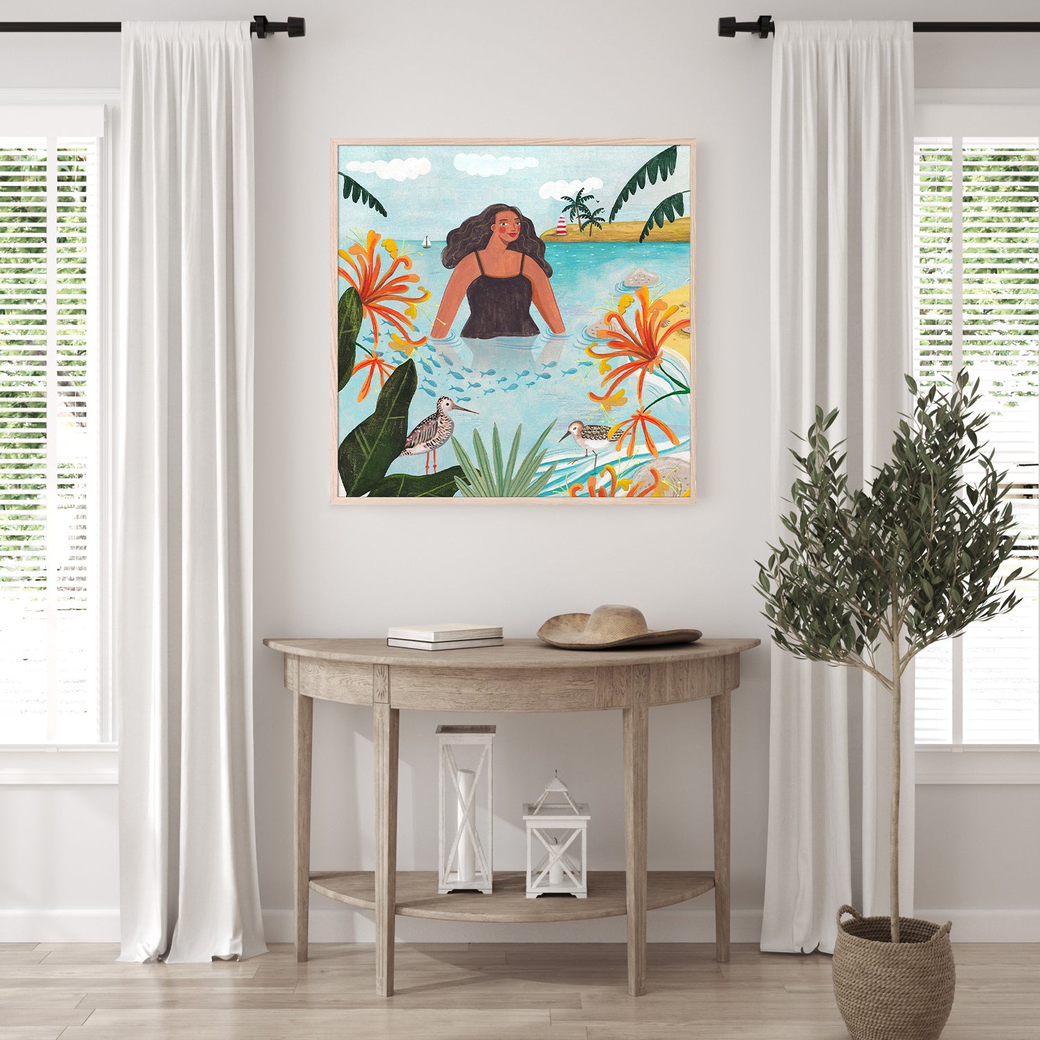 wall-art-print-canvas-poster-framed-Walking in the sea-9