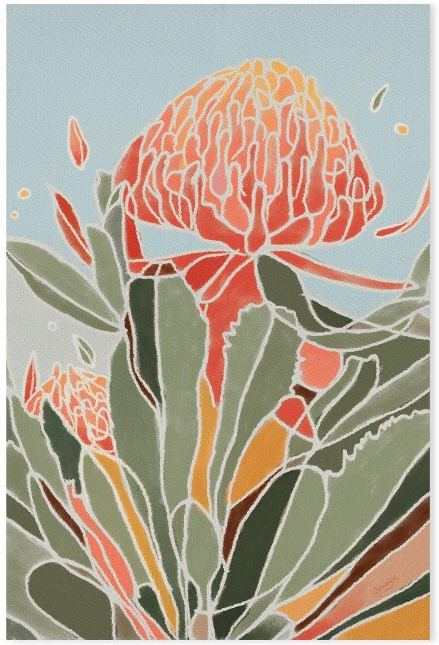 wall-art-print-canvas-poster-framed-Waratah-by-Junia Kall-Gioia Wall Art