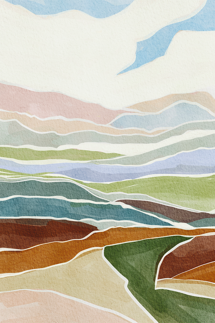 wall-art-print-canvas-poster-framed-Warm And Cool Landscape , By Nikita Jariwala-1