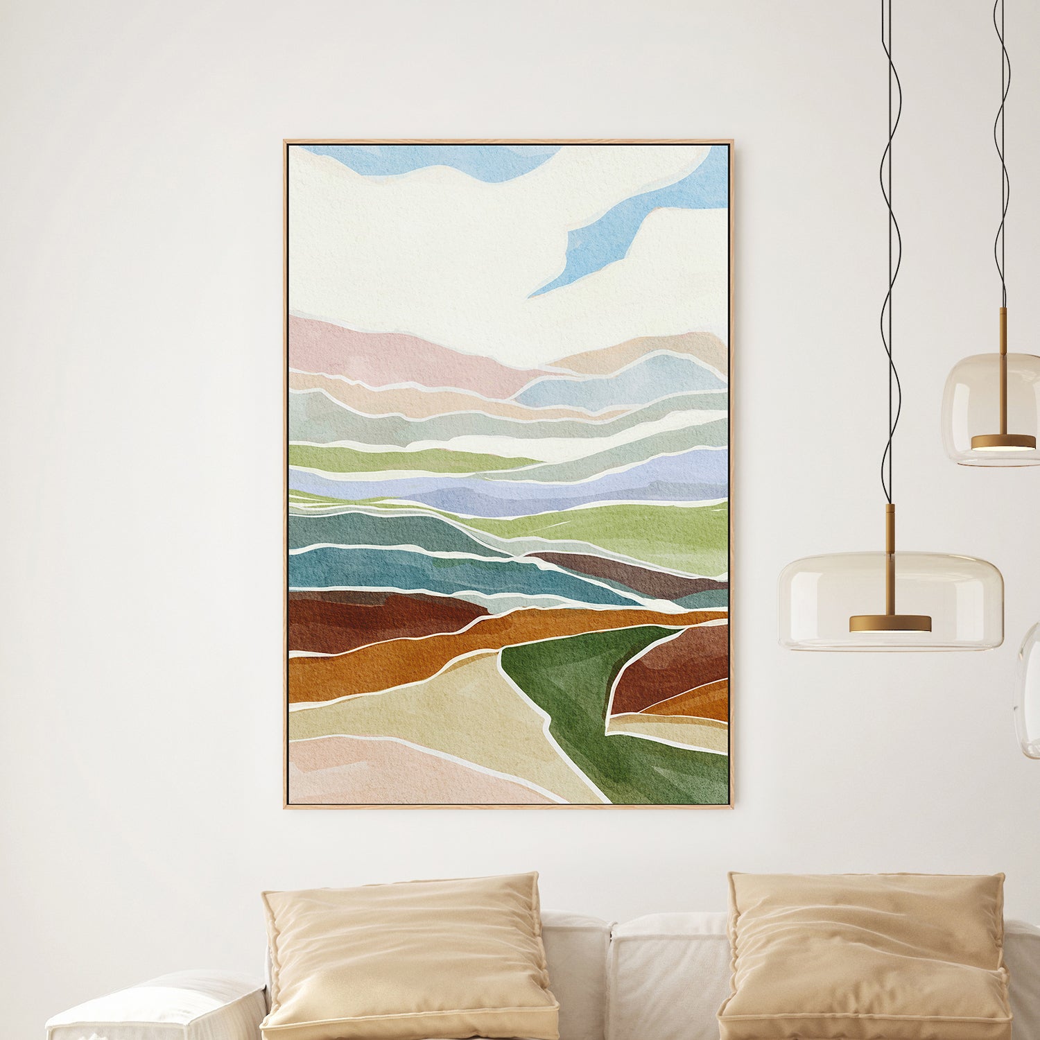 wall-art-print-canvas-poster-framed-Warm And Cool Landscape , By Nikita Jariwala-2