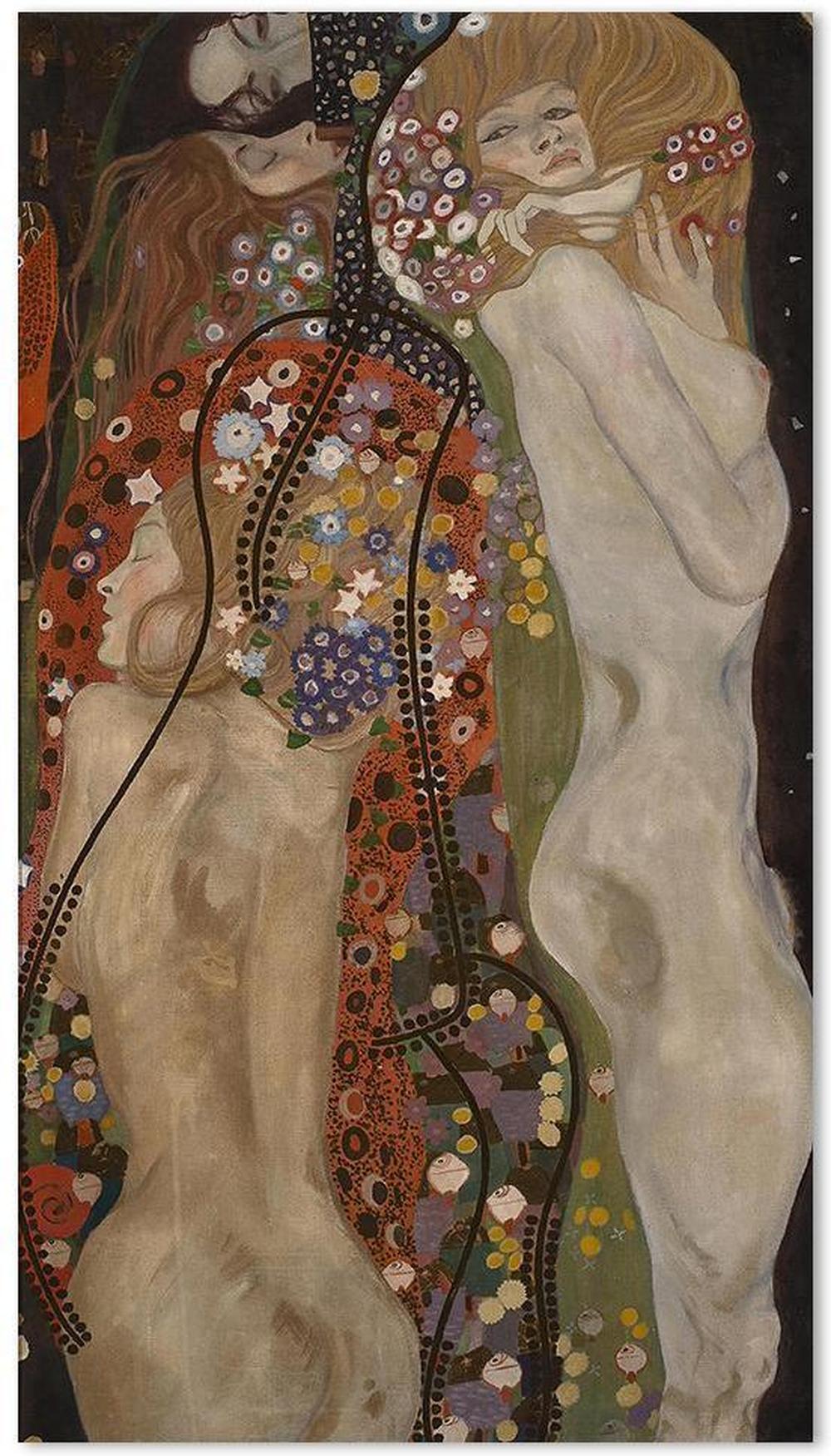 wall-art-print-canvas-poster-framed-Water Serpents By Gustav Klimt-by-Gioia Wall Art-Gioia Wall Art