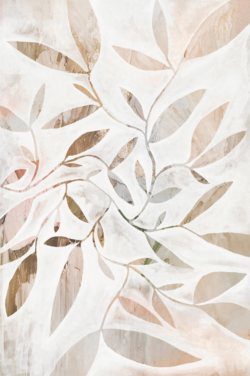 wall-art-print-canvas-poster-framed-Watercolour Leaves Beige , By Dear Musketeer Studio-1