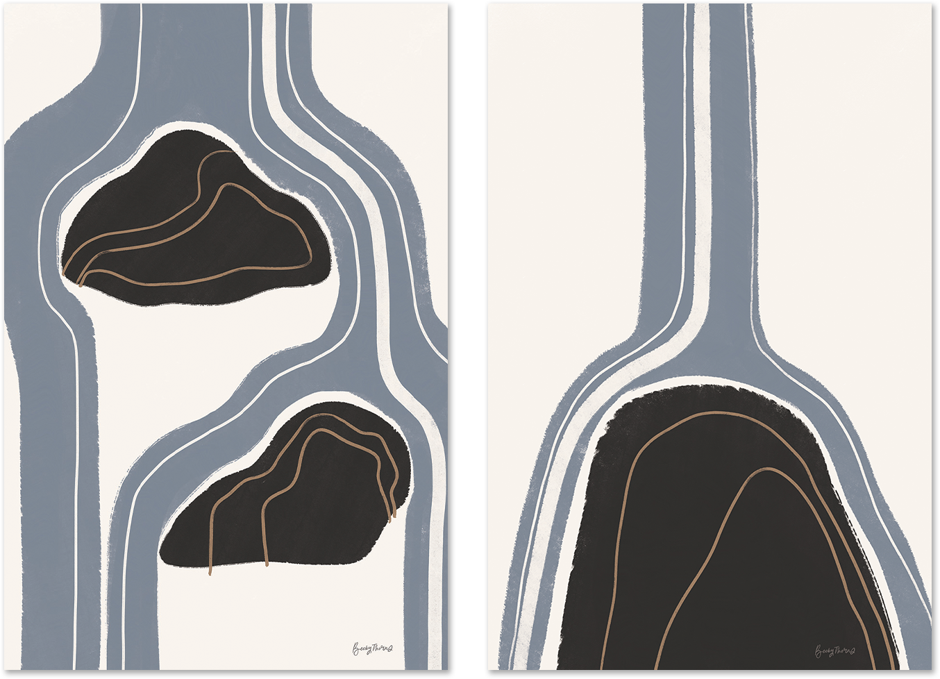 wall-art-print-canvas-poster-framed-Waterfall Abstract, Style A & B, Set Of 2 , By Anne Tavoletti-1