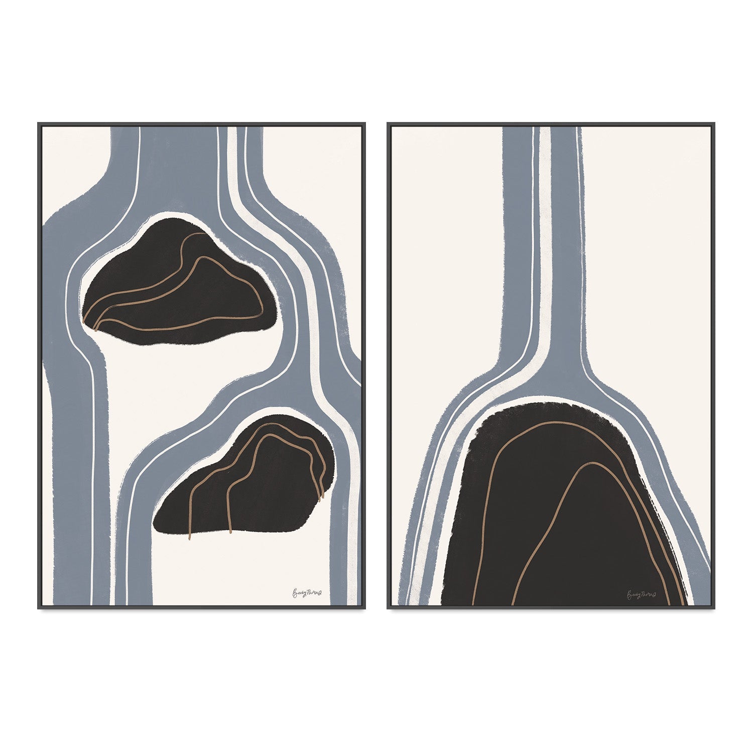 wall-art-print-canvas-poster-framed-Waterfall Abstract, Style A & B, Set Of 2 , By Anne Tavoletti-3