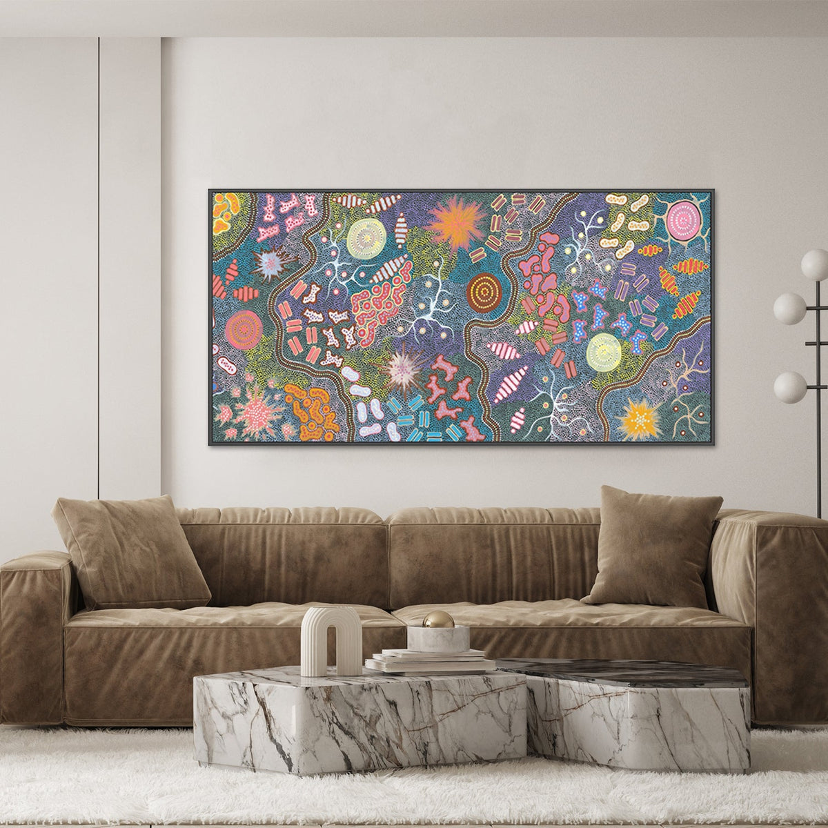 Waterhole Bush Tucker Dreaming Style A By Azeza Possum Aboriginal Painting Print