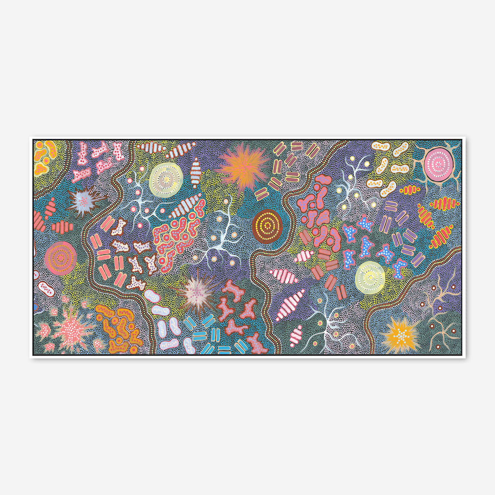 Waterhole Bush Tucker Dreaming Style A By Azeza Possum Aboriginal Painting Print