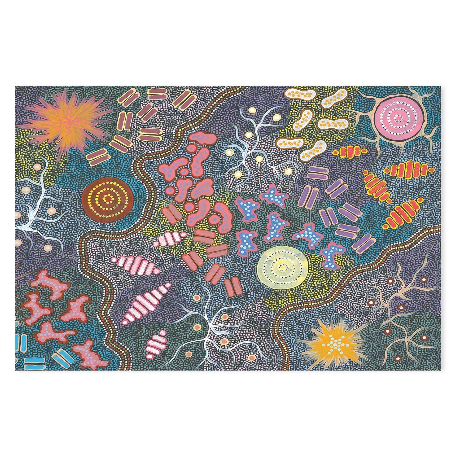 wall-art-print-canvas-poster-framed-Waterhole Bush Tucker Dreaming, Style A & B, Set Of 2 , By Azeza Possum-GIOIA-WALL-ART