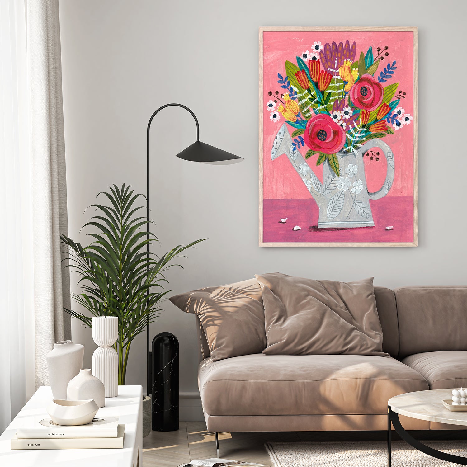 wall-art-print-canvas-poster-framed-Watering Can with Flowers-9