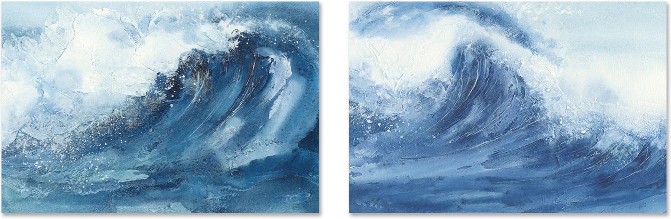 wall-art-print-canvas-poster-framed-Waves, Style A & D, Set of 2-by-Chris Paschke-Gioia Wall Art