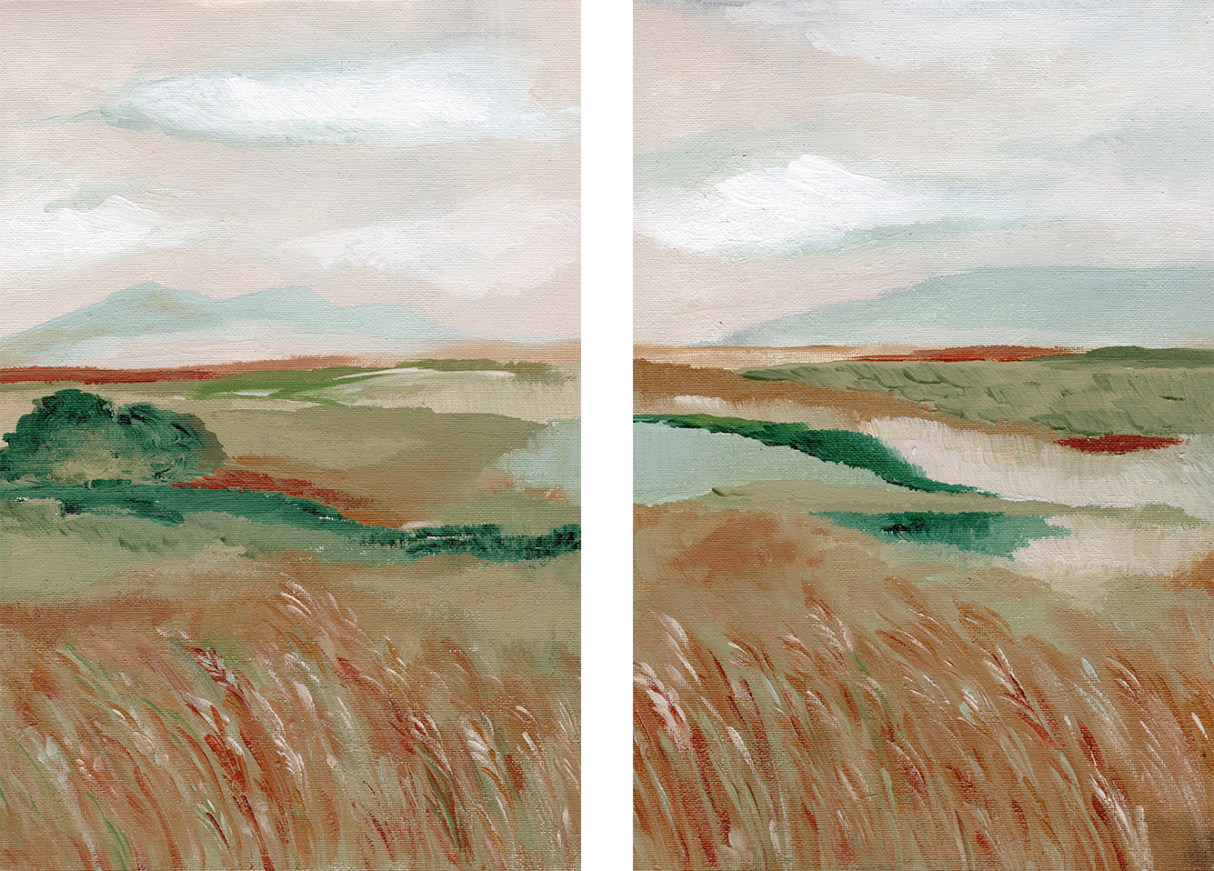 wall-art-print-canvas-poster-framed-Wheat Meadow, Style A & B, Set Of 2 , By Nikita Jariwala-1