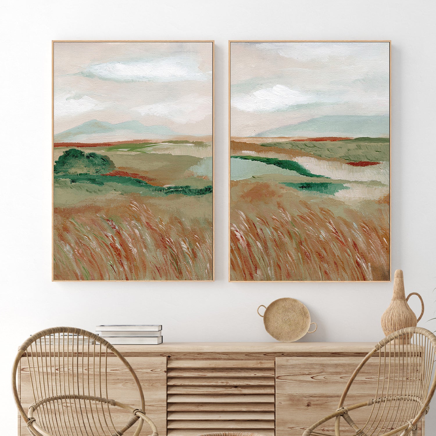 wall-art-print-canvas-poster-framed-Wheat Meadow, Style A & B, Set Of 2 , By Nikita Jariwala-2