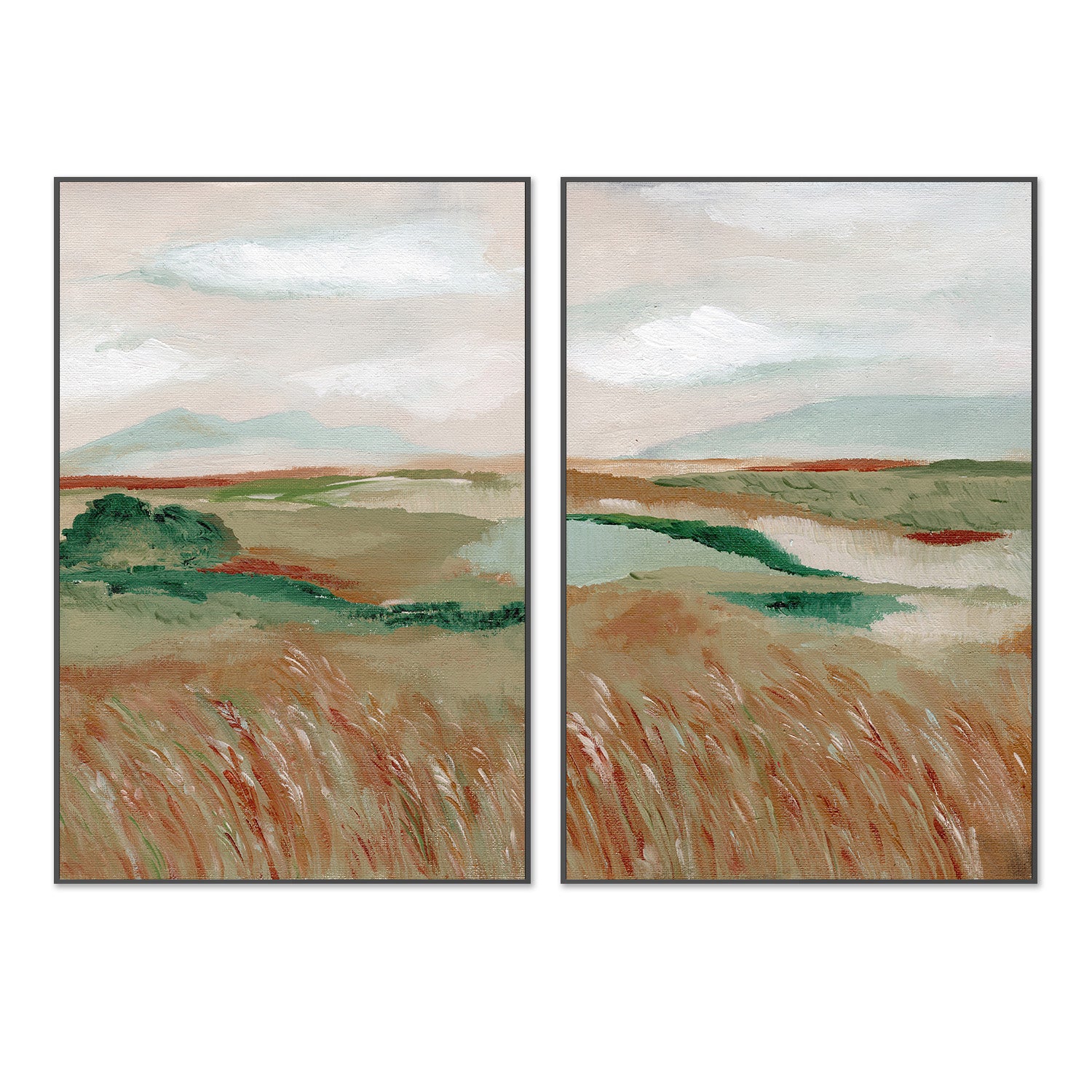 wall-art-print-canvas-poster-framed-Wheat Meadow, Style A & B, Set Of 2 , By Nikita Jariwala-3