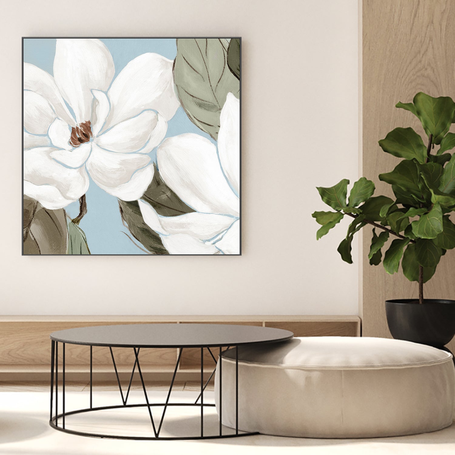 wall-art-print-canvas-poster-framed-White Blooms Against Soft Blue-2