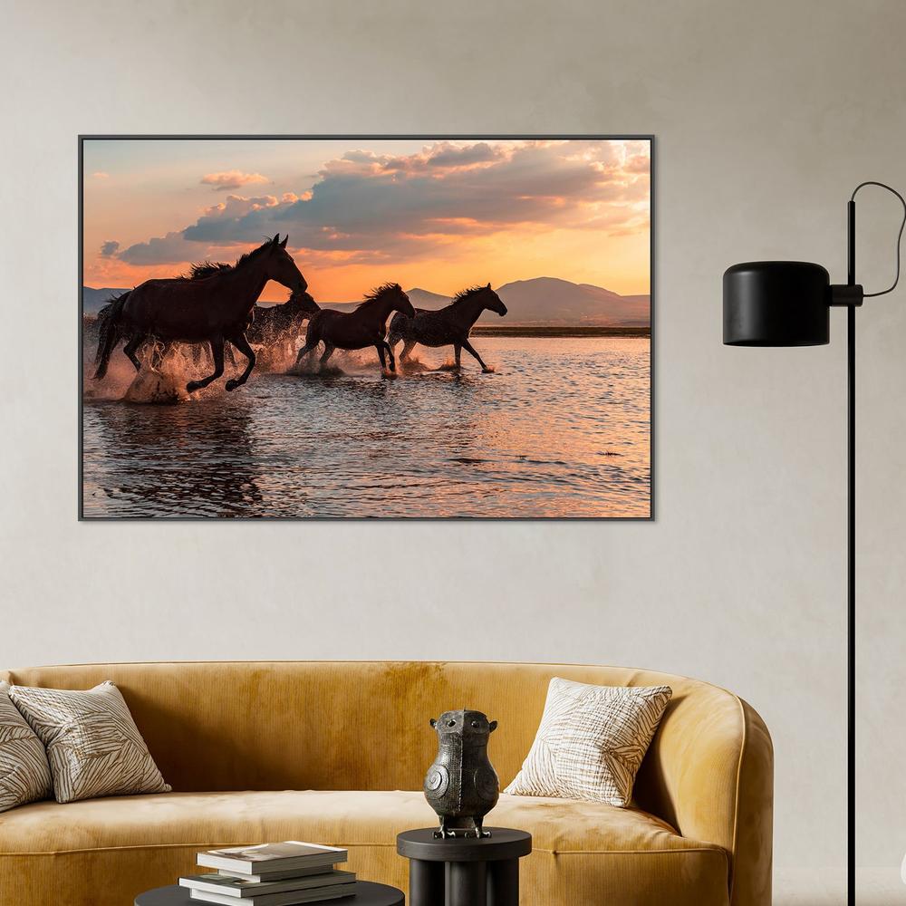 wall-art-print-canvas-poster-framed-Wild Horses Sunset Run-2