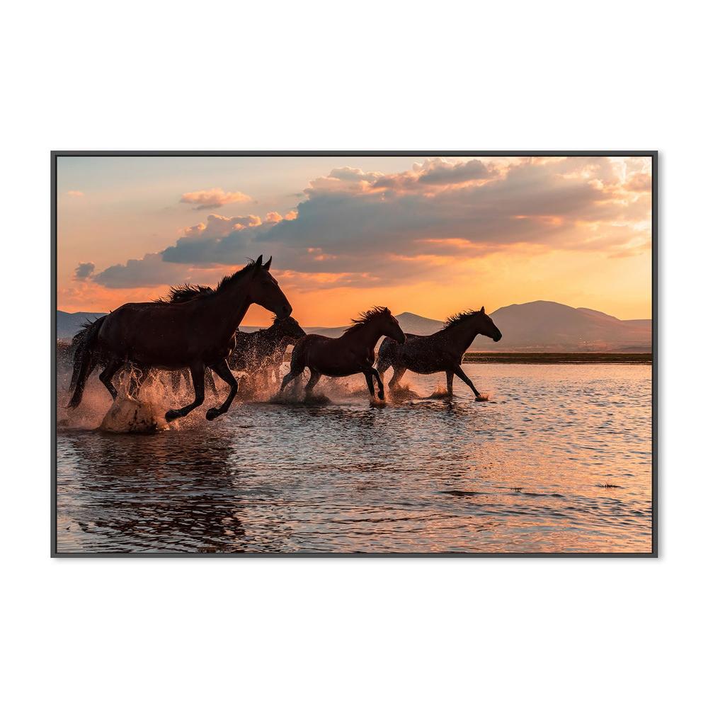 wall-art-print-canvas-poster-framed-Wild Horses Sunset Run-3