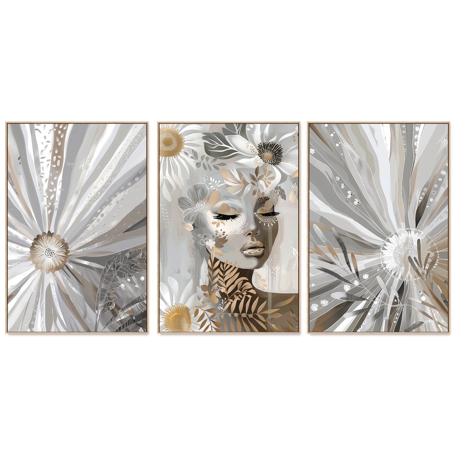 wall-art-print-canvas-poster-framed-Wildlace, Style A, Style B, Style C, Set Of 3-4