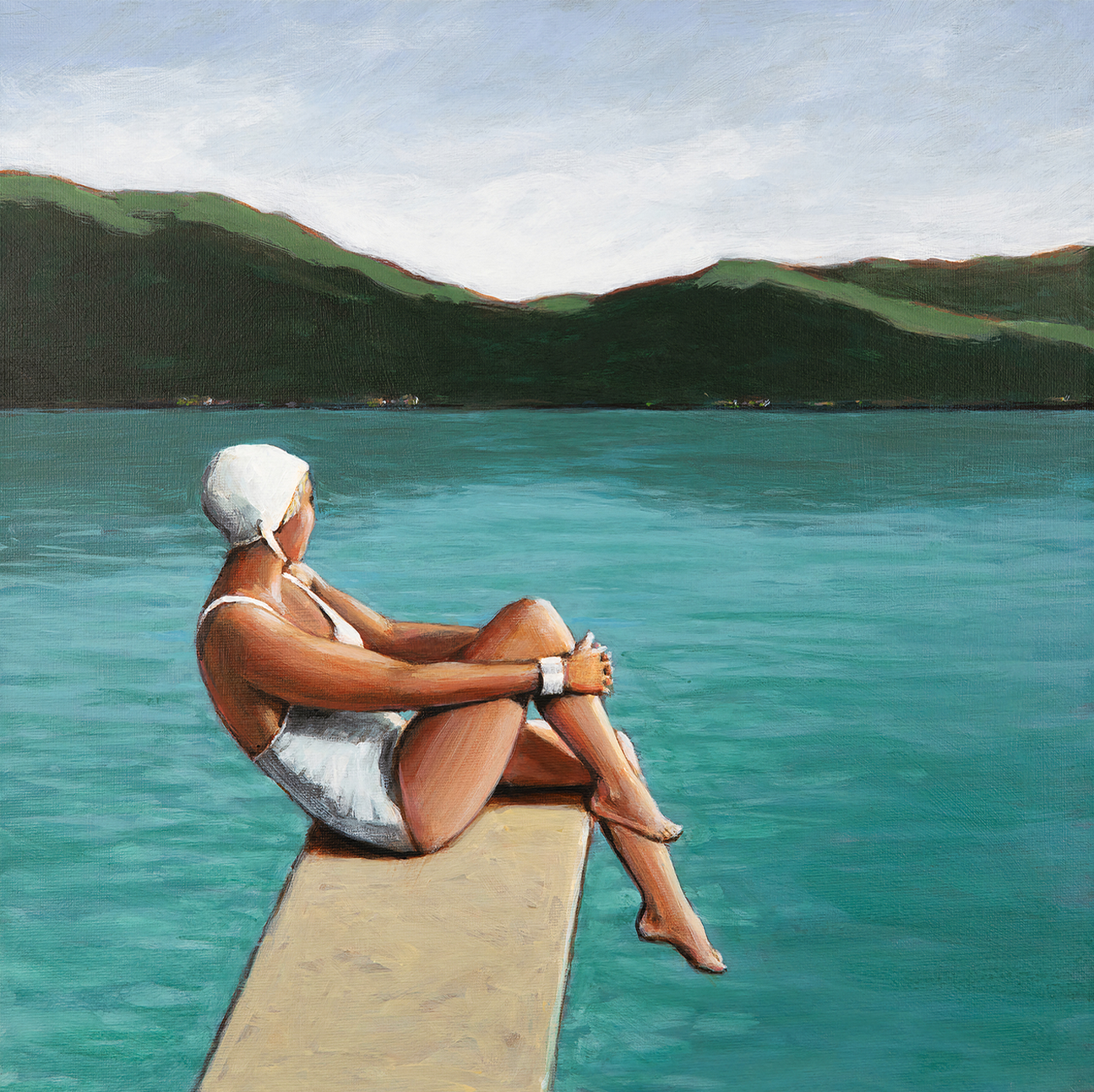 【SHUNER】Framed canvas Woman At Lake , By Sarah Morrissette,Wall Art Canvas Print,