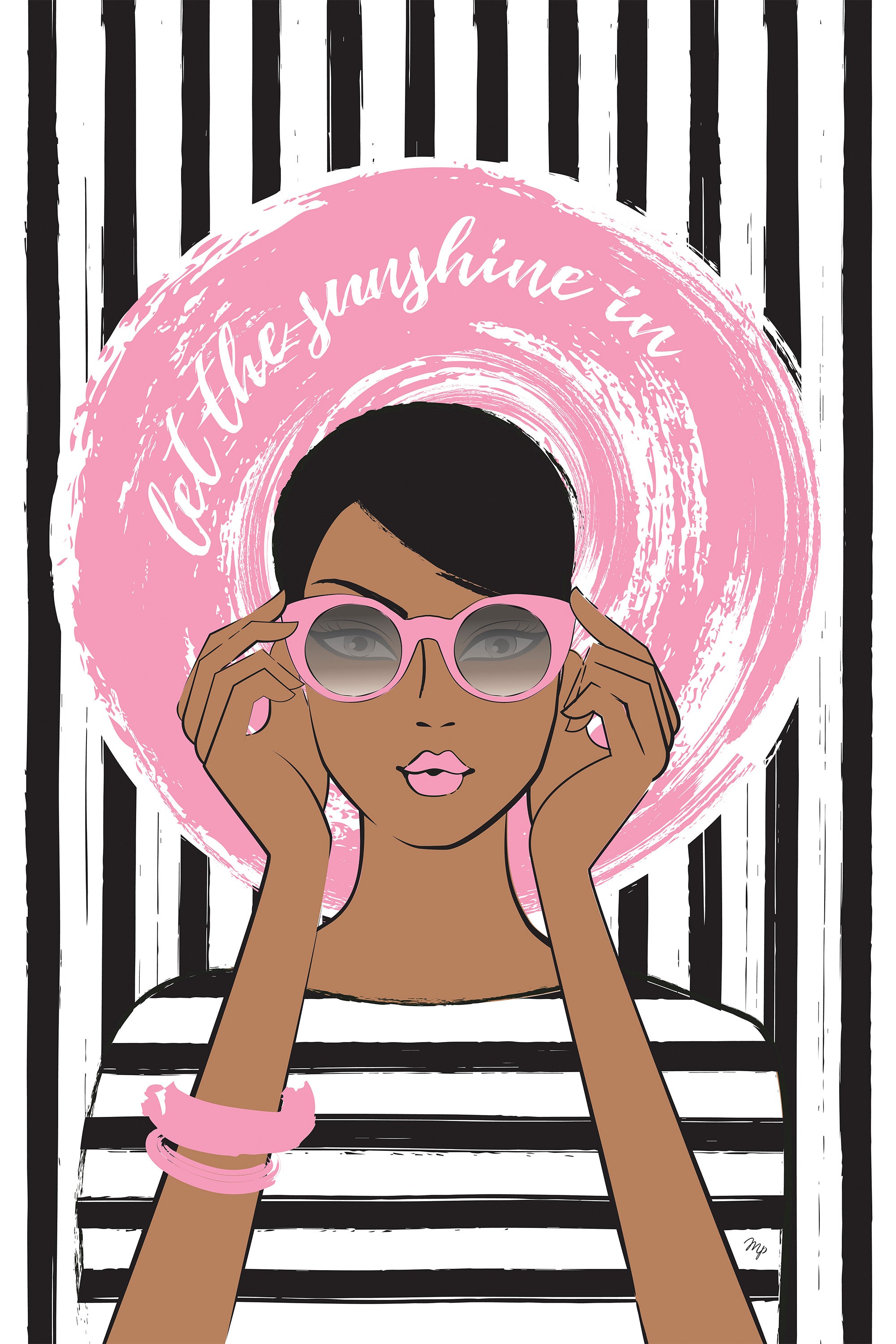 wall-art-print-canvas-poster-framed-Woman in Pink Sunglasses-1