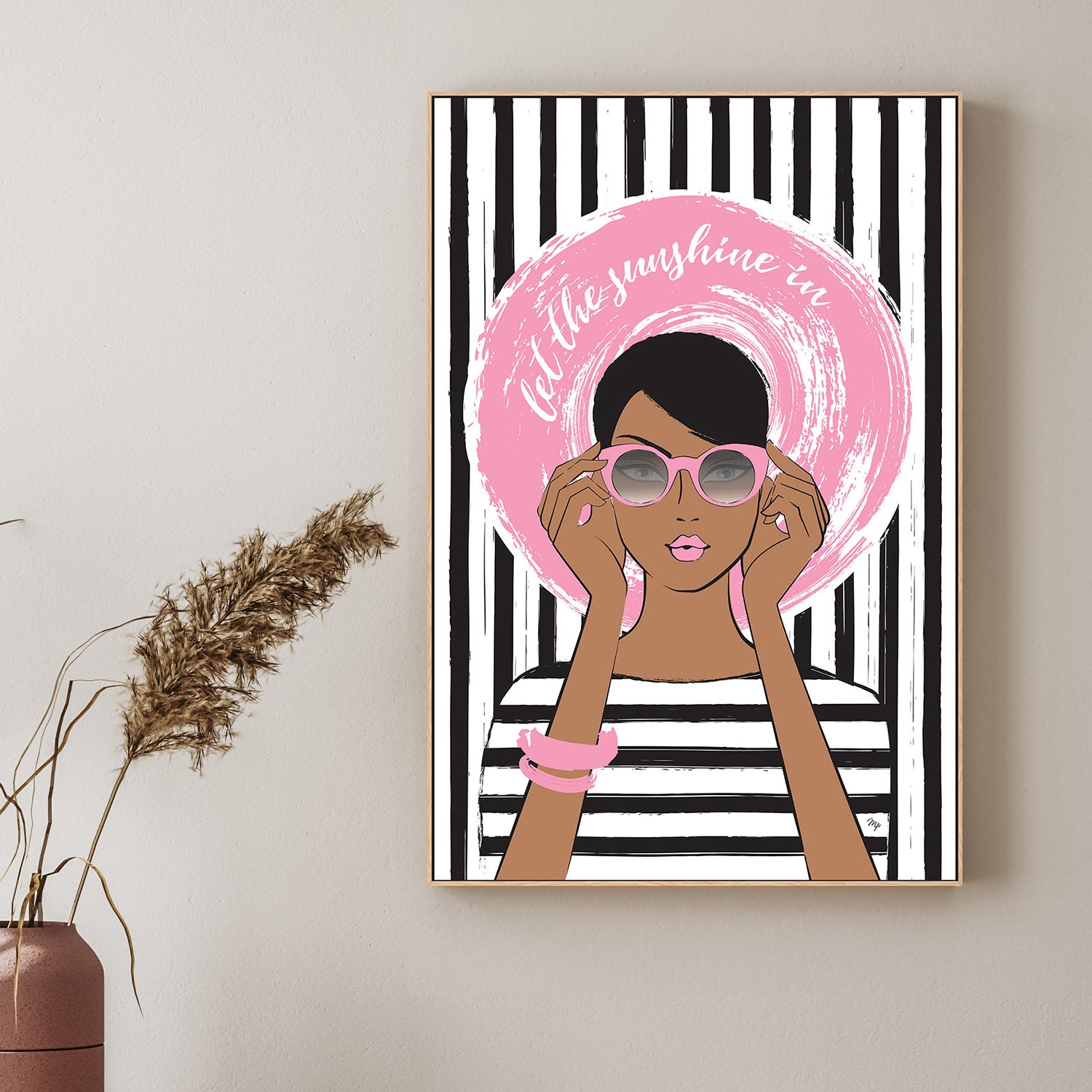 wall-art-print-canvas-poster-framed-Woman in Pink Sunglasses-7
