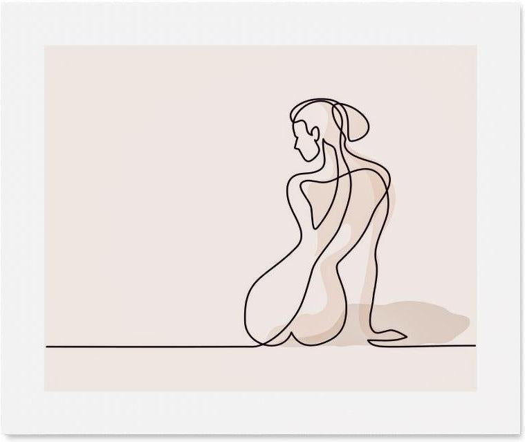 wall-art-print-canvas-poster-framed-Woman One Line Drawing, Body Illustration, Line Art-by-Gioia Wall Art-Gioia Wall Art