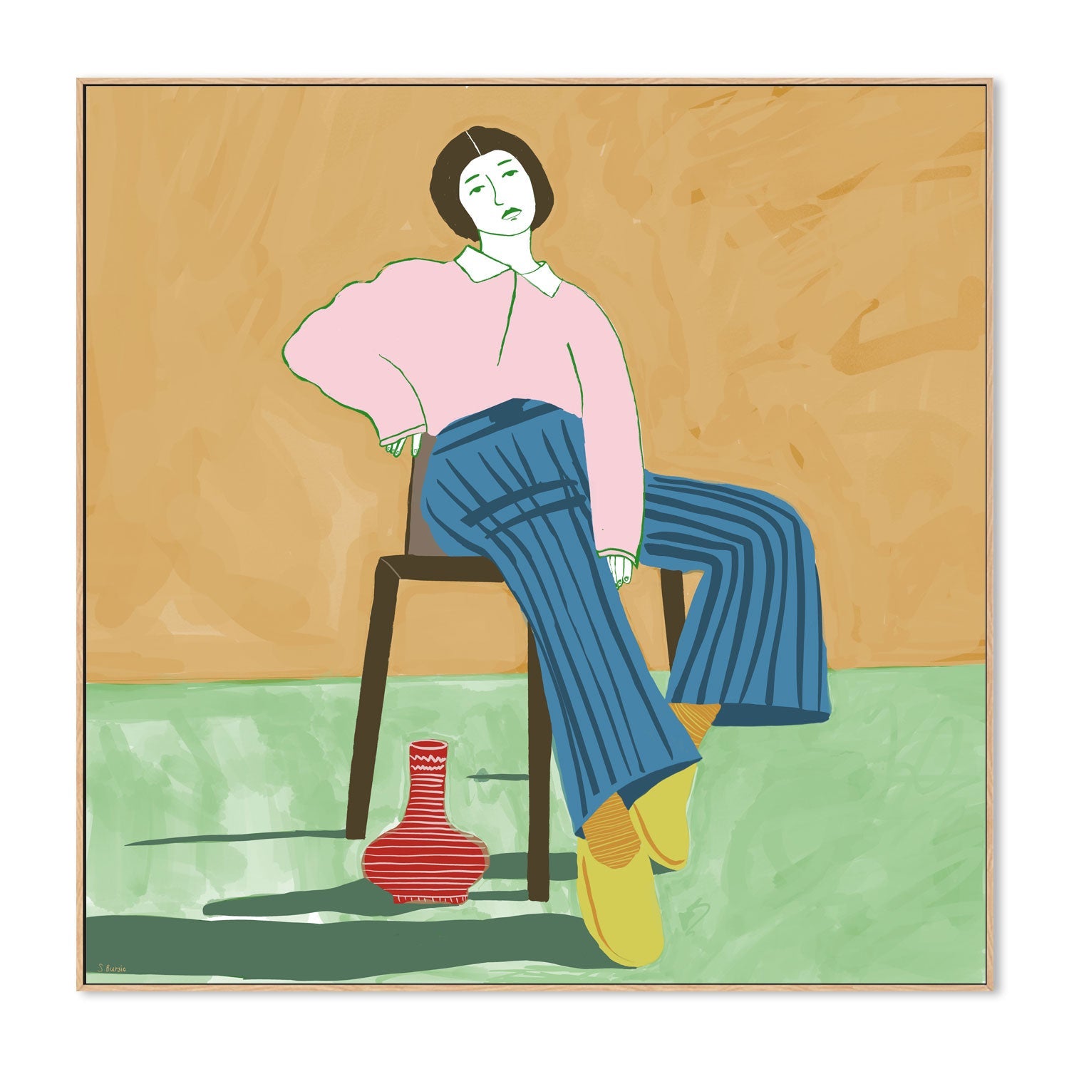 wall-art-print-canvas-poster-framed-Woman With A Vase , By Sharyn Bursic-4