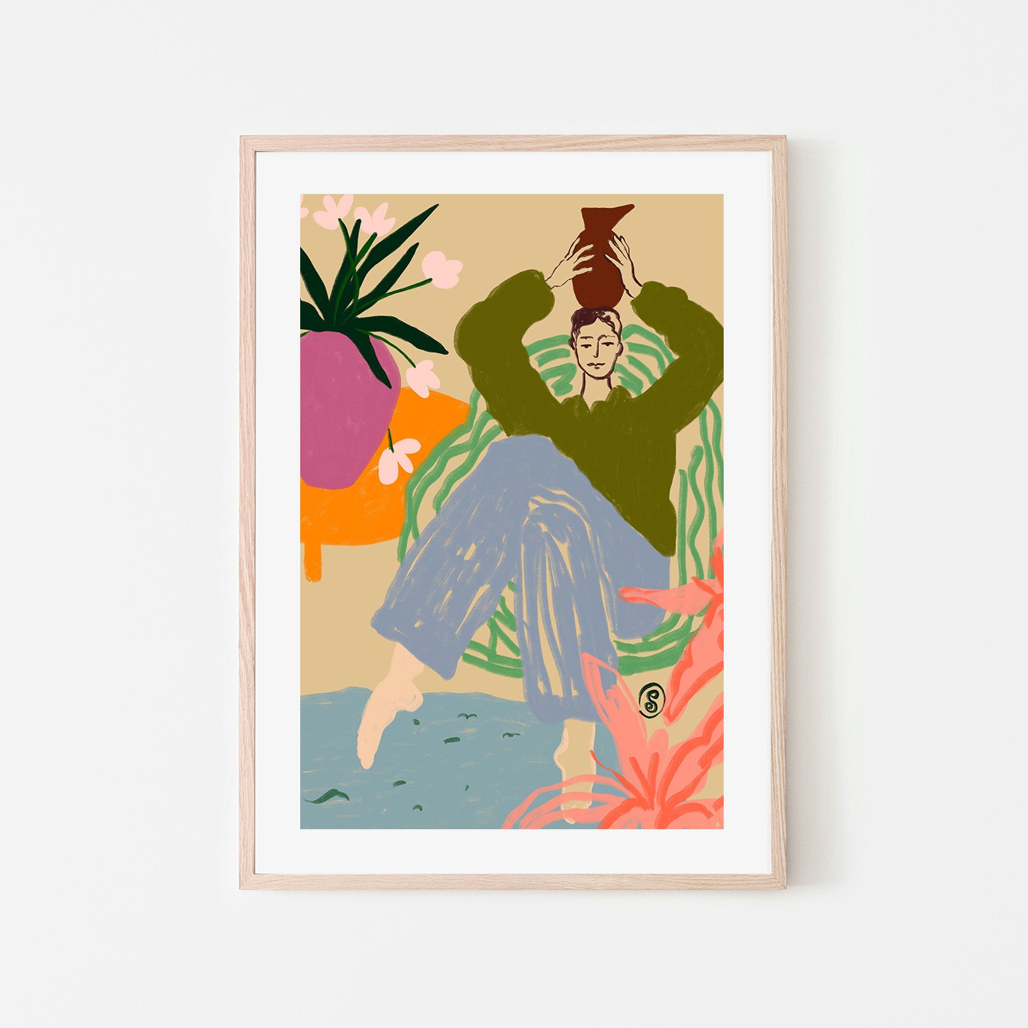 wall-art-print-canvas-poster-framed-Woman With A Vessel , By Sandra Poliakov-6
