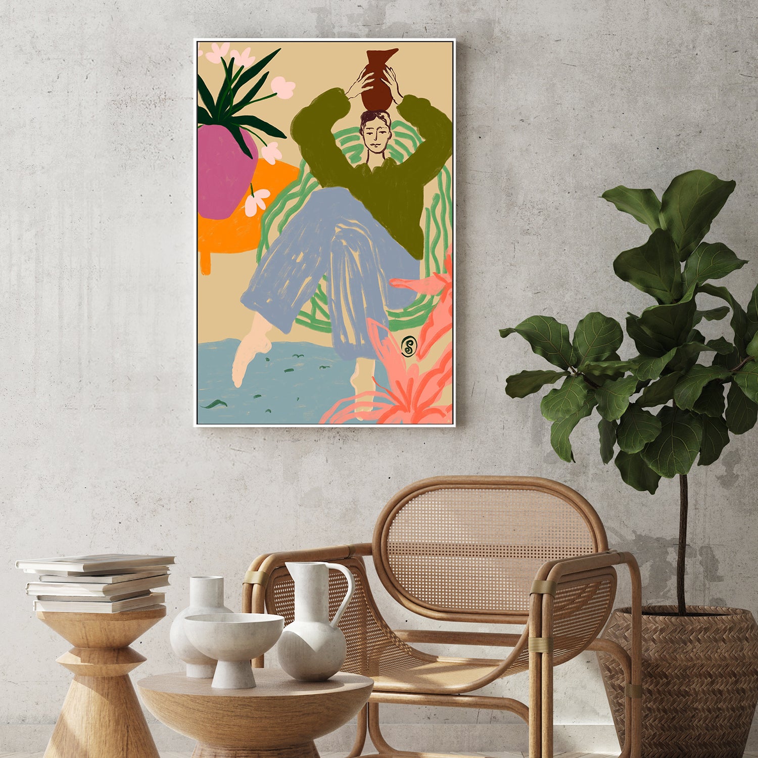 wall-art-print-canvas-poster-framed-Woman With A Vessel , By Sandra Poliakov-7
