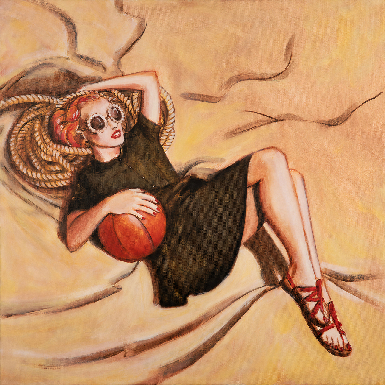 wall-art-print-canvas-poster-framed-Woman With Ball , By Sarah Morrissette-1