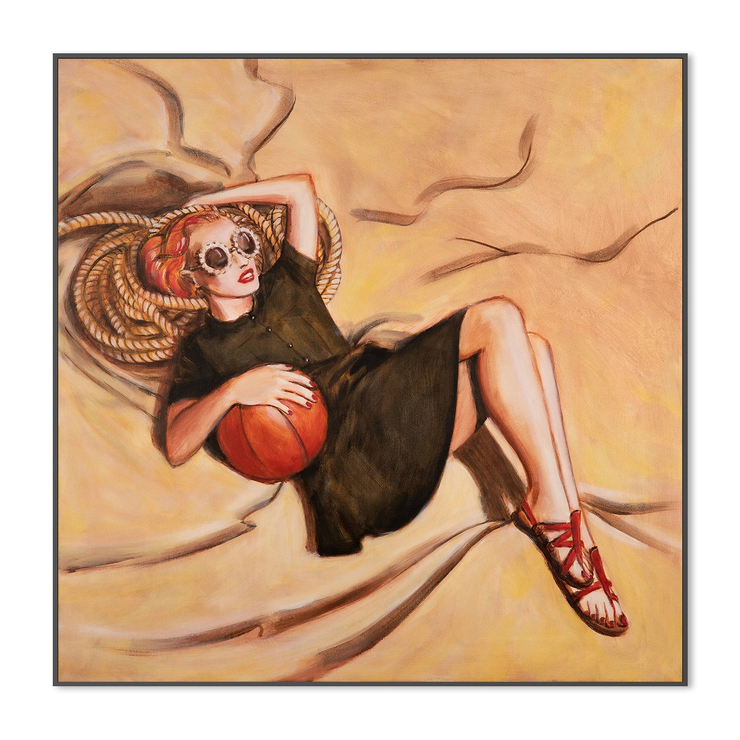 wall-art-print-canvas-poster-framed-Woman With Ball , By Sarah Morrissette-3