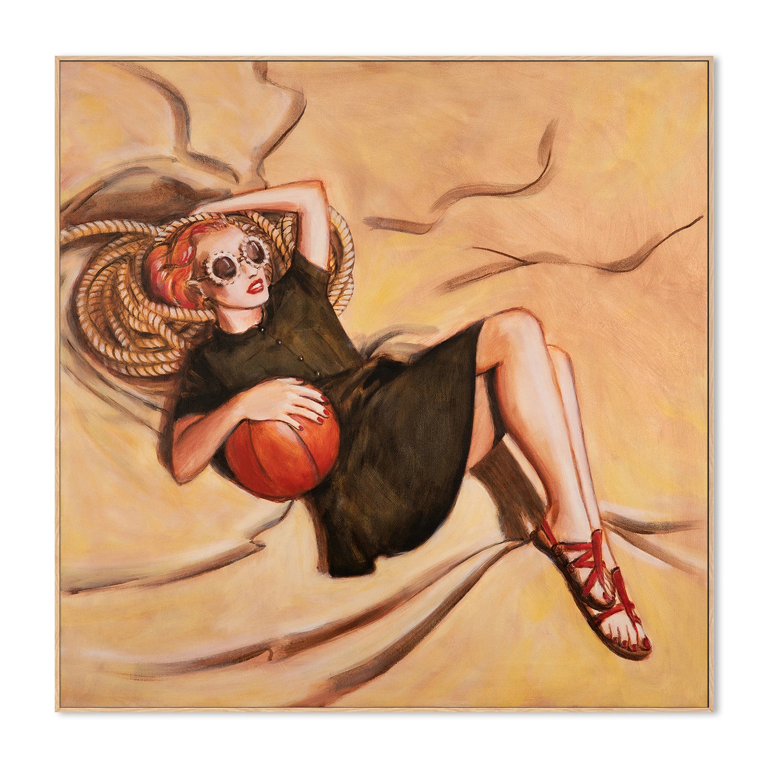 wall-art-print-canvas-poster-framed-Woman With Ball , By Sarah Morrissette-4