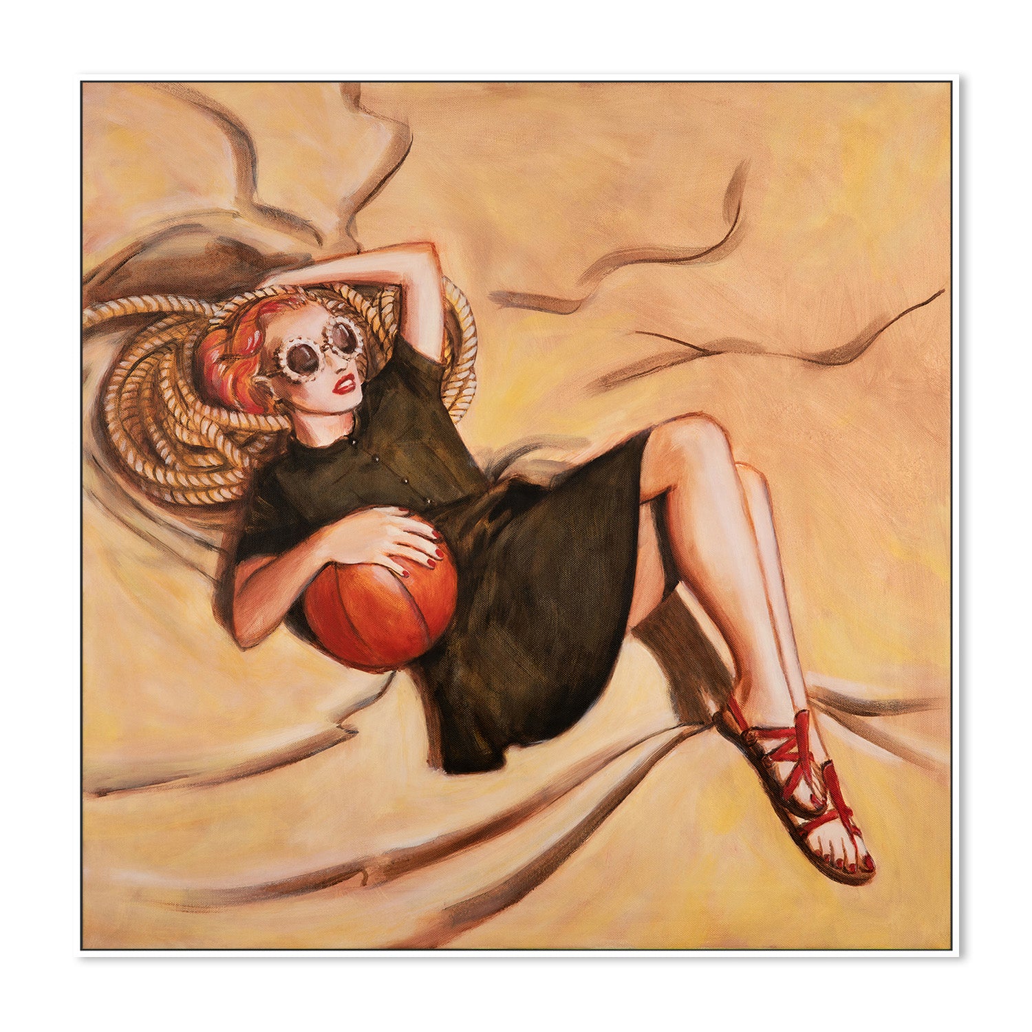 wall-art-print-canvas-poster-framed-Woman With Ball , By Sarah Morrissette-5