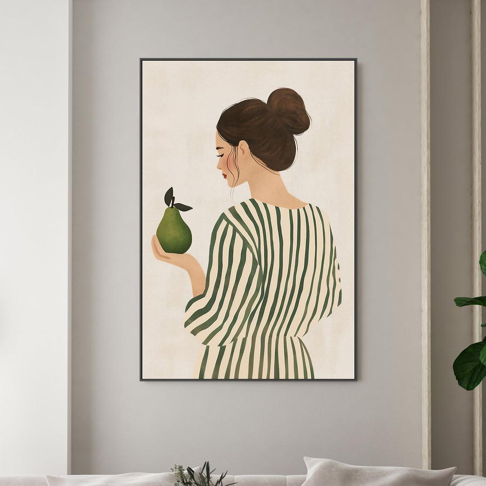 wall-art-print-canvas-poster-framed-Woman With Green Pear-2