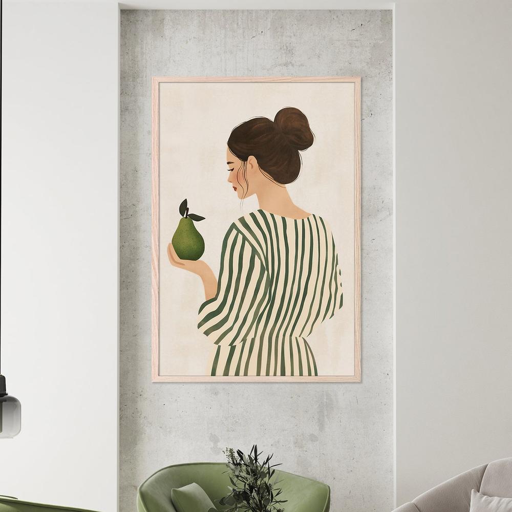 wall-art-print-canvas-poster-framed-Woman With Green Pear-7