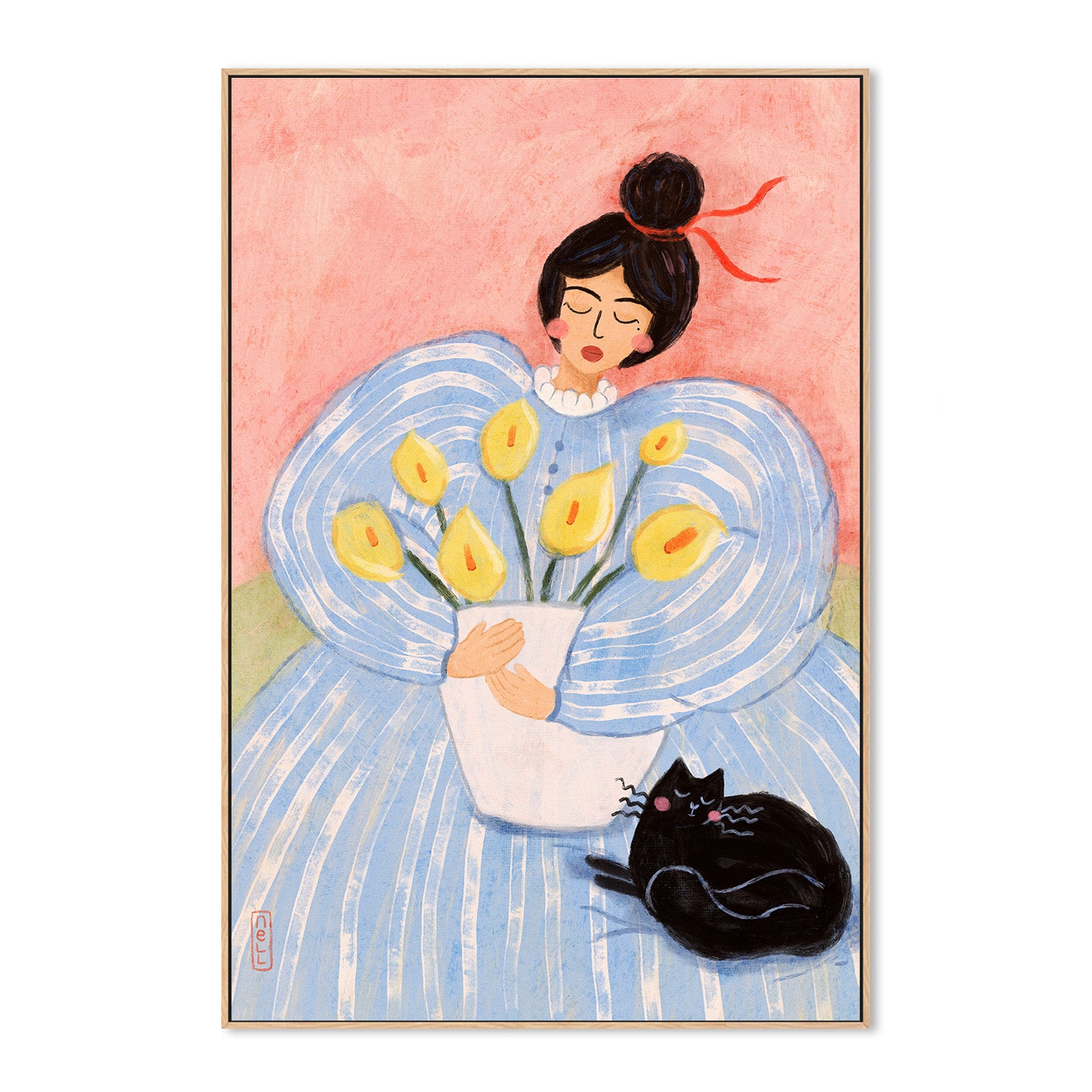 wall-art-print-canvas-poster-framed-Woman with Lillies-4