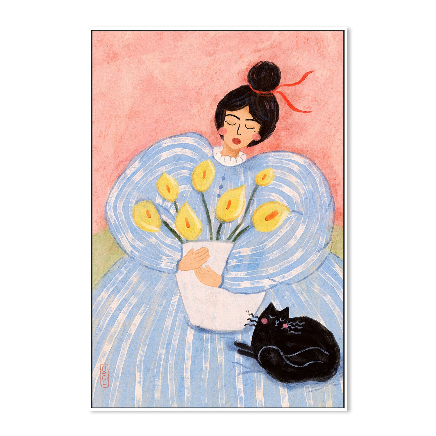 wall-art-print-canvas-poster-framed-Woman with Lillies-5