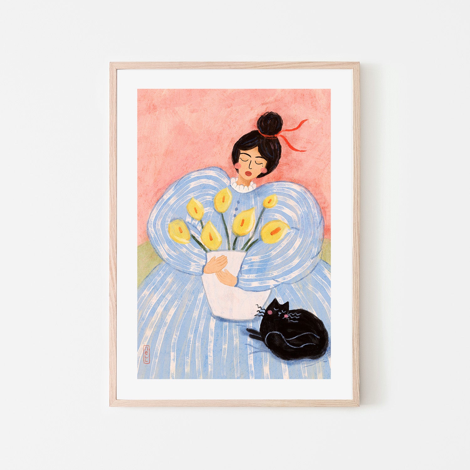 wall-art-print-canvas-poster-framed-Woman with Lillies-6