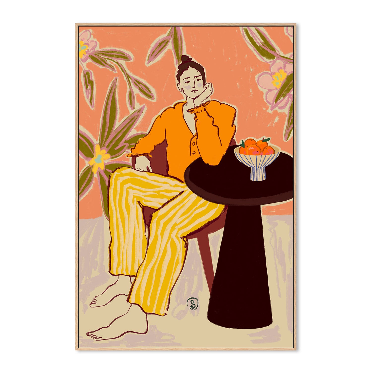 wall-art-print-canvas-poster-framed-Woman With Oranges , By Sandra Poliakov-4