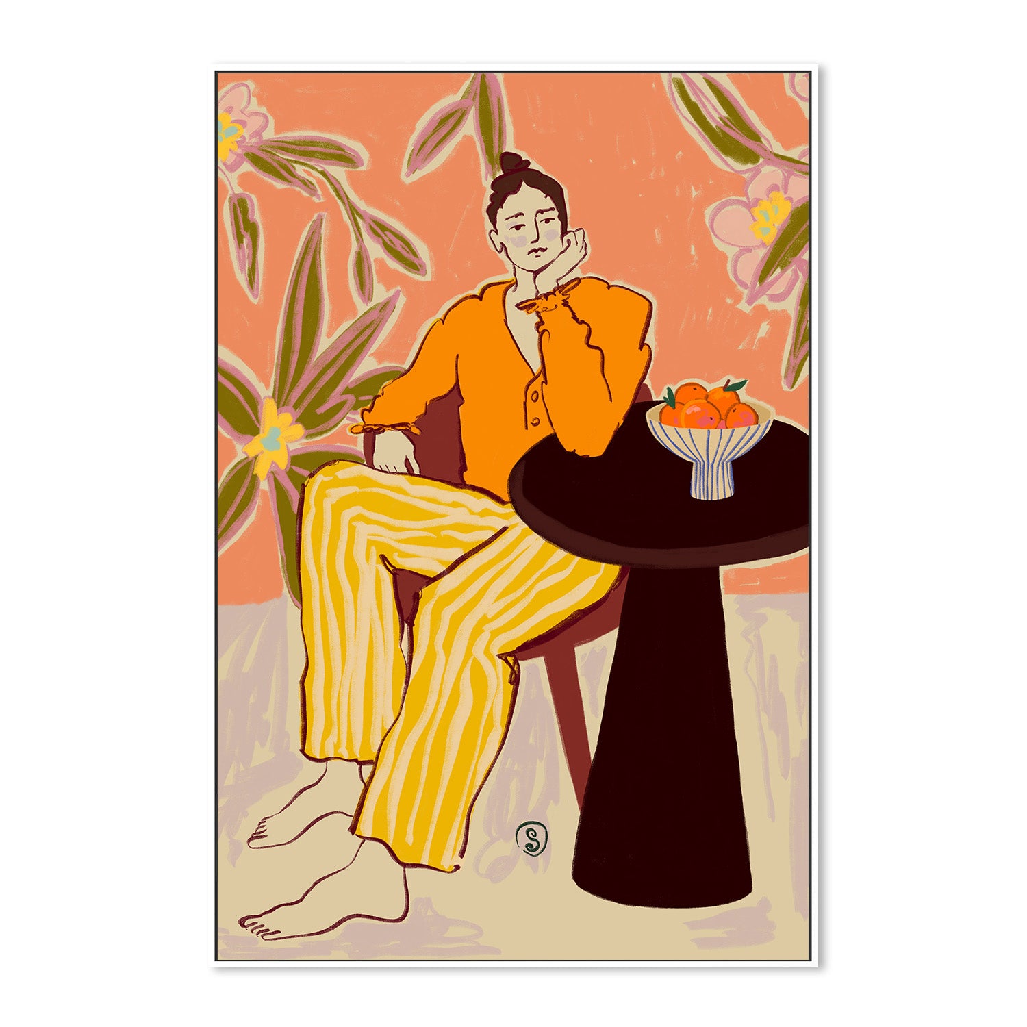 wall-art-print-canvas-poster-framed-Woman With Oranges , By Sandra Poliakov-5