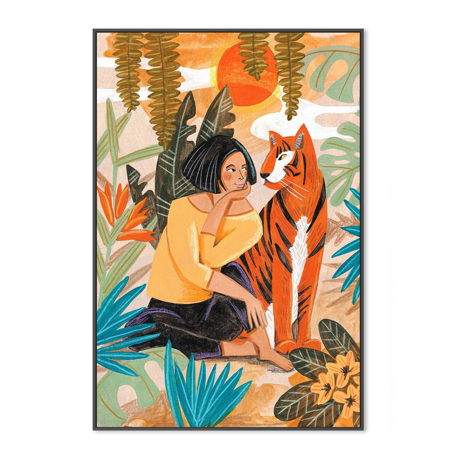 wall-art-print-canvas-poster-framed-Woman with Tiger-3