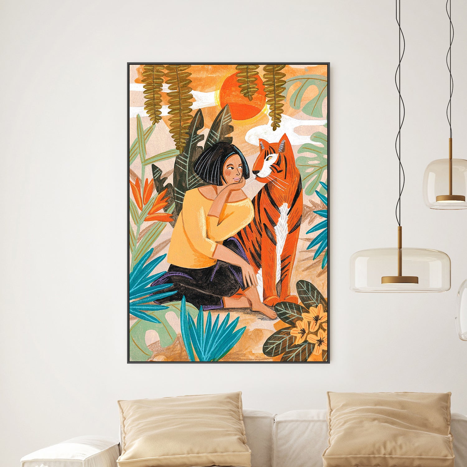 wall-art-print-canvas-poster-framed-Woman with Tiger-7